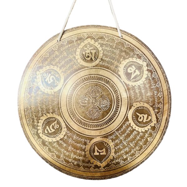 Gong Tibetano 44cm Mantra con Dorje con fondo blanco